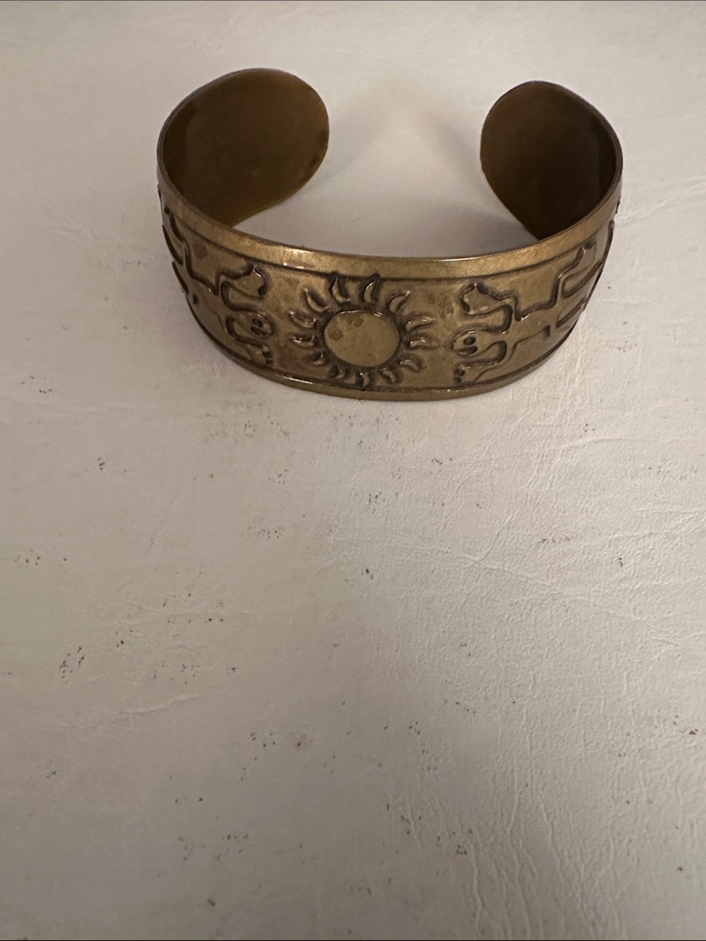 Chicos  Bronze Sun & Figures Wide Cuff Bracelet